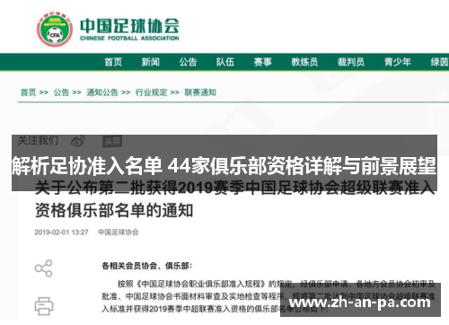 解析足协准入名单 44家俱乐部资格详解与前景展望