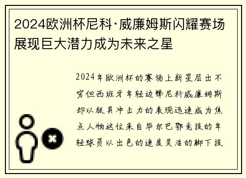 2024欧洲杯尼科·威廉姆斯闪耀赛场展现巨大潜力成为未来之星